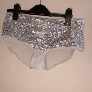 Glittery Silver Sequins High-Waisted Booty Shorts